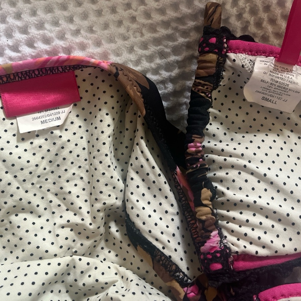 Betsey Johnson Black and Pink Floral Bikini - Picture 11 of 11